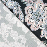 Satin Viskose Kaschmir Floral Blau y Rosa - Ribes y Casals