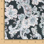 Satin Viskose Kaschmir Floral Blau y Rosa - Ribes y Casals