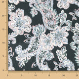 Satin Viskose Kaschmir Floral Blau y Rosa - Ribes y Casals