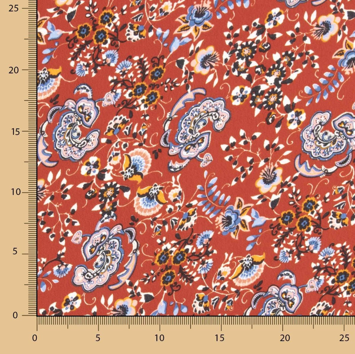Feuer Paisley Satin Krepp - Ribes y Casals