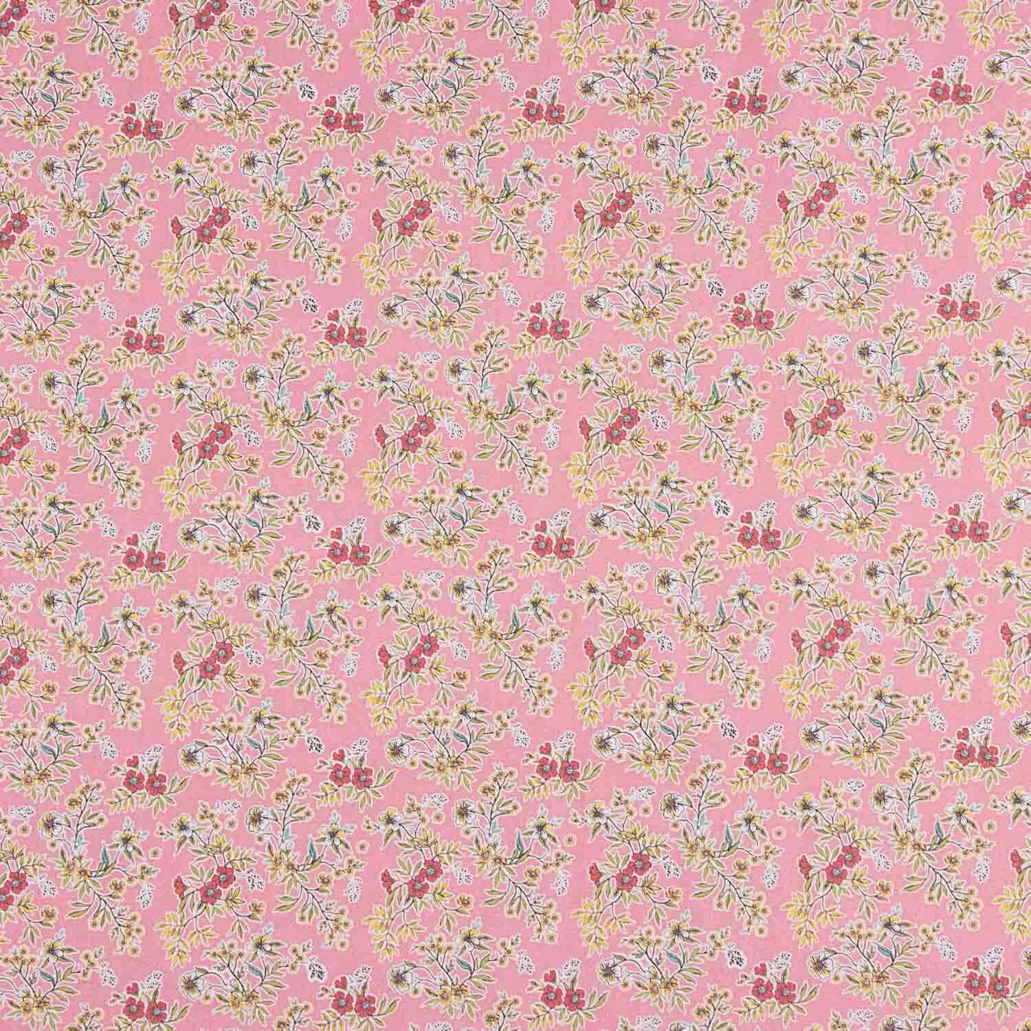 Perkal Gedruckte Blumensträuße Rosa Hintergrund - Ribes y Casals