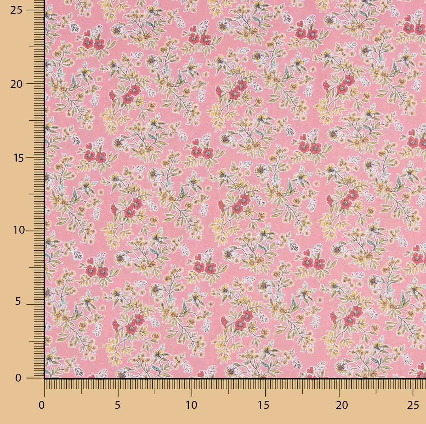 Perkal Gedruckte Blumensträuße Rosa Hintergrund - Ribes y Casals