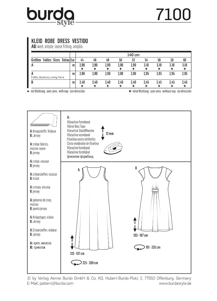Schnittmuster Burda 7100 Kleid - Ribes y Casals
