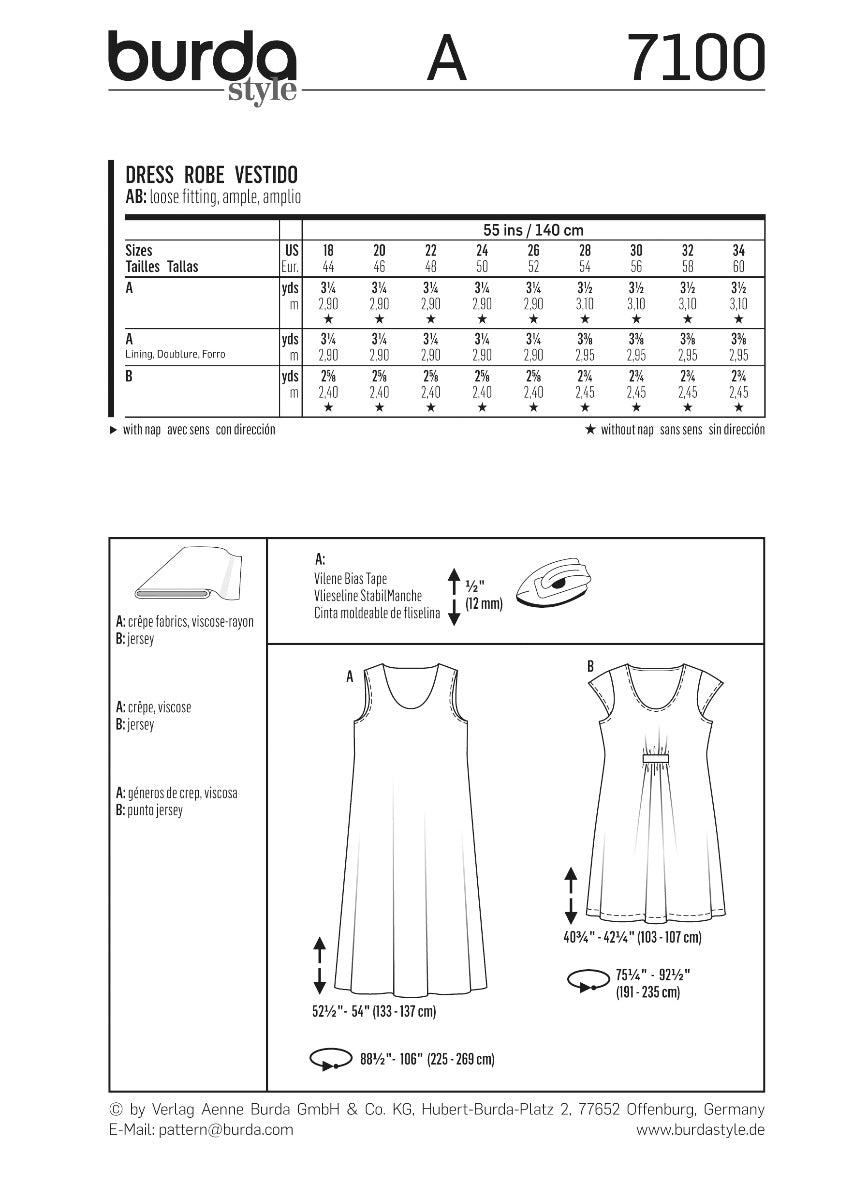 Schnittmuster Burda 7100 Kleid - Ribes y Casals