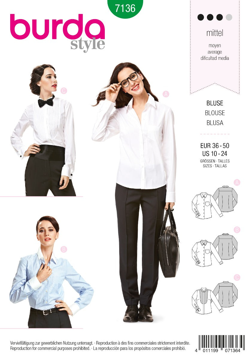 Schnittmuster Burda 7136 Bluse - Ribes y Casals