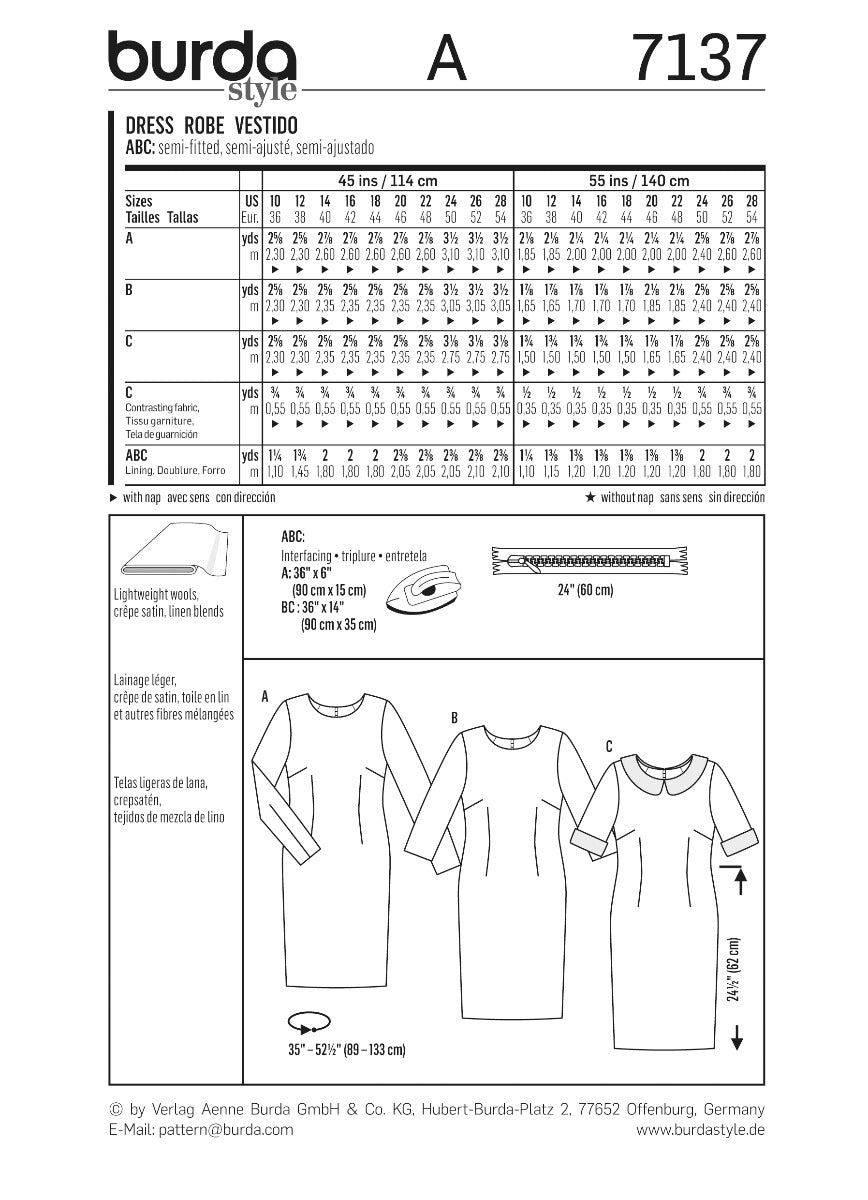 Schnittmuster Burda 7137 Kleid - Ribes y Casals