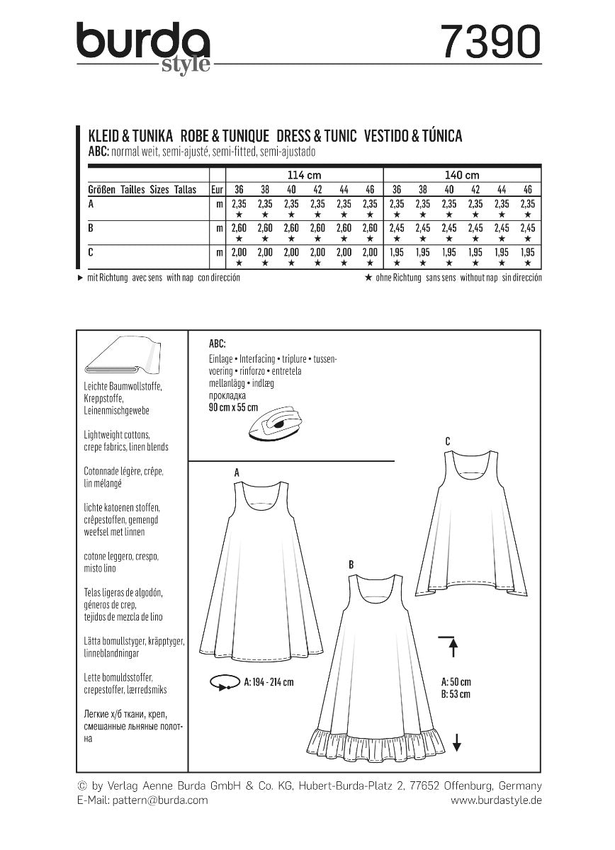 Schnittmuster Burda 7390 Kleid y Bluse - Ribes y Casals
