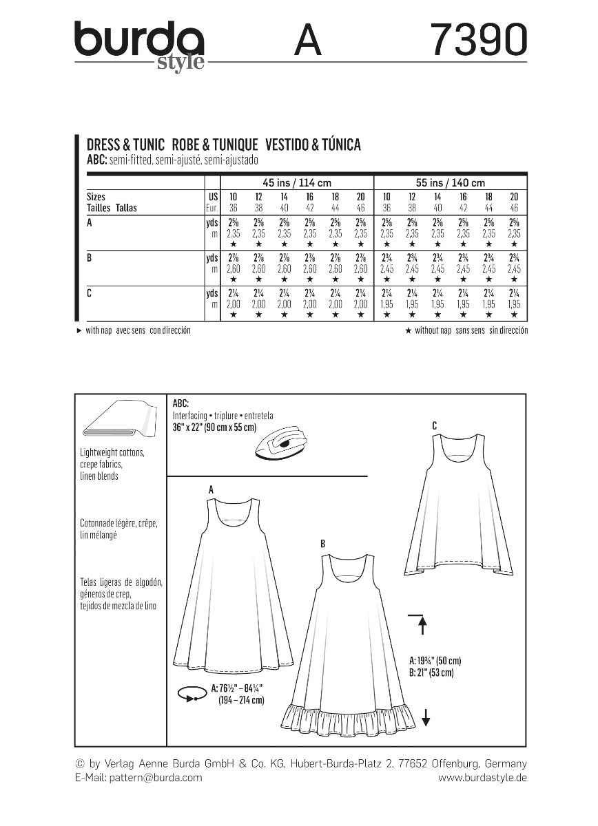 Schnittmuster Burda 7390 Kleid y Bluse - Ribes y Casals