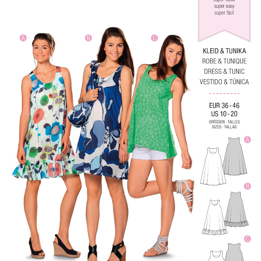 Schnittmuster Burda 7390 Kleid y Bluse - Ribes y Casals