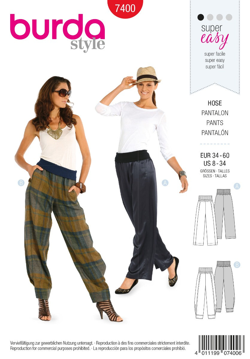 Schnittmuster Burda 7400 Hose - Ribes y Casals