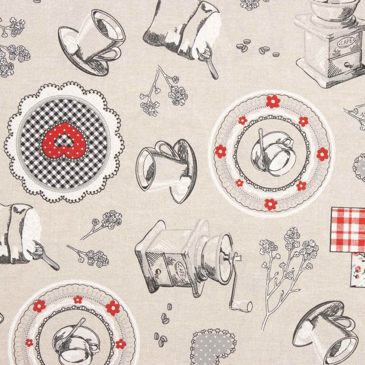 Nostalgie Braun Bedruckter Canvas-Stoff 170 x 280 cm - Ribes y Casals