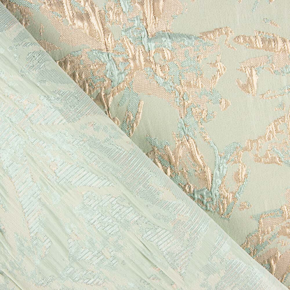 Brokat Lurex Floral Aqua Grün - Ribes y Casals
