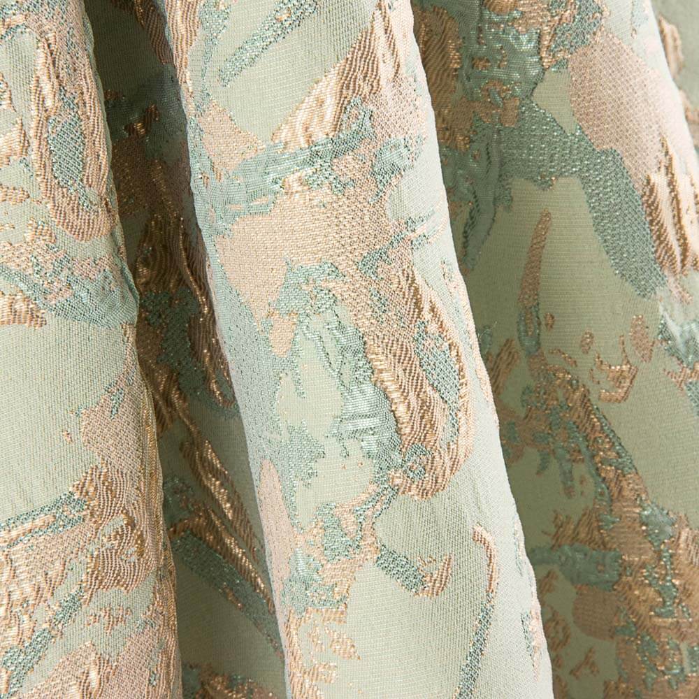 Brokat Lurex Floral Aqua Grün - Ribes y Casals