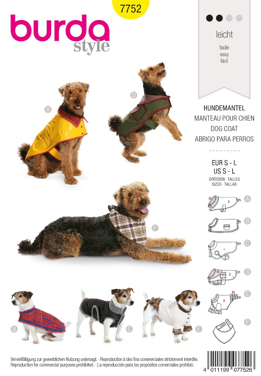 Schnittmuster Burda 7752 Hundemantel - Ribes y Casals