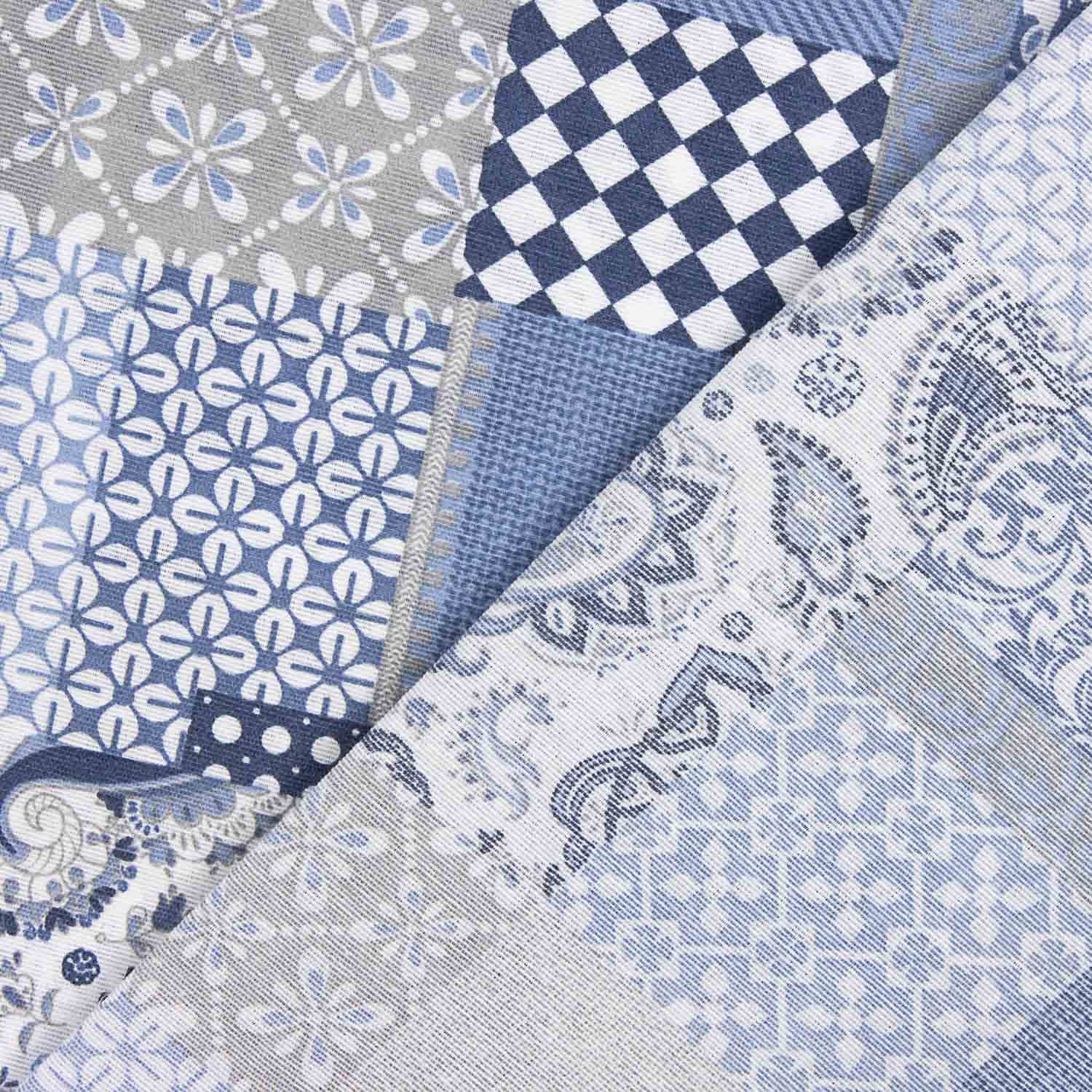 Blaues Patchwork bedrucktes Segeltuch - Ribes y Casals