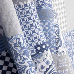Blaues Patchwork bedrucktes Segeltuch - Ribes y Casals