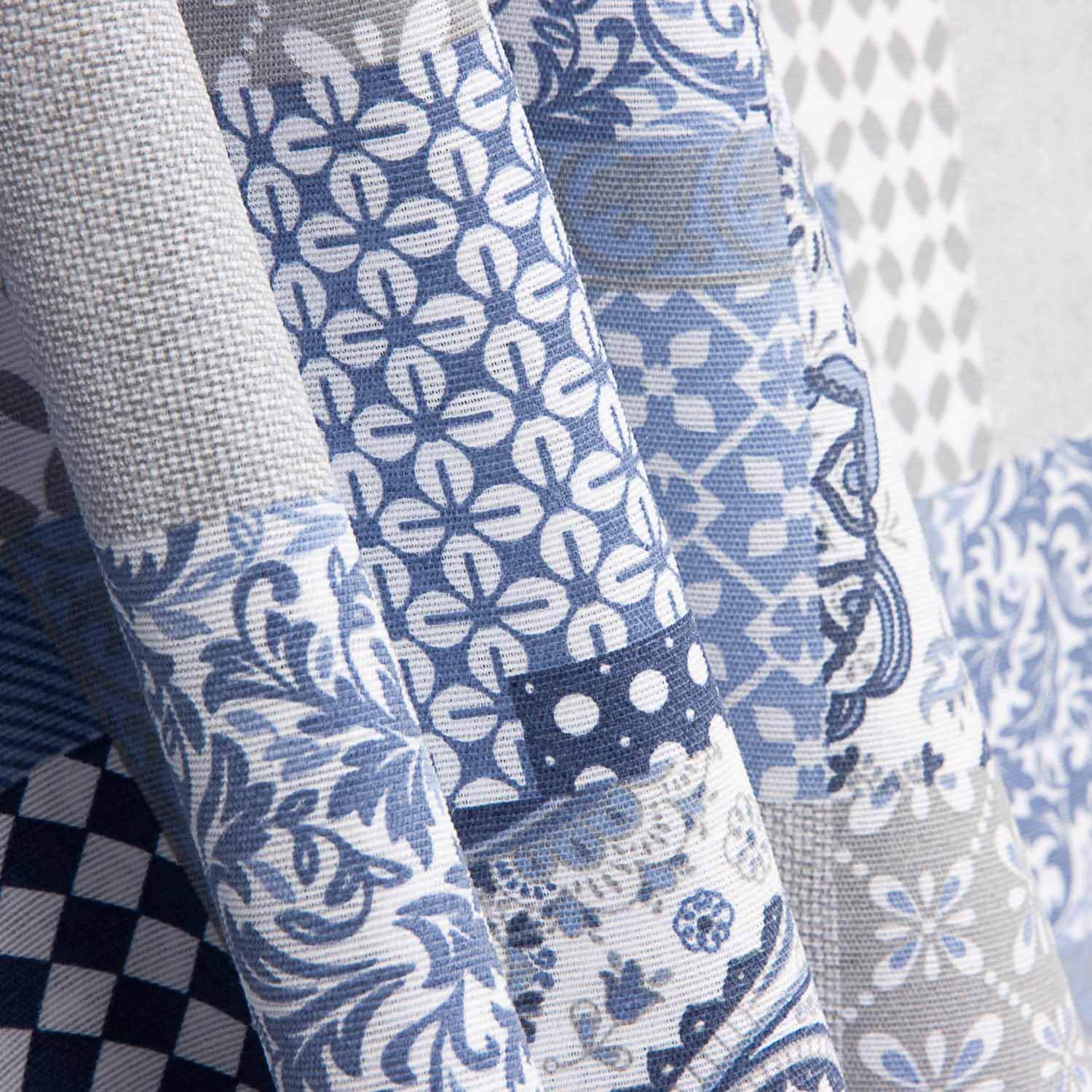 Blaues Patchwork bedrucktes Segeltuch - Ribes y Casals