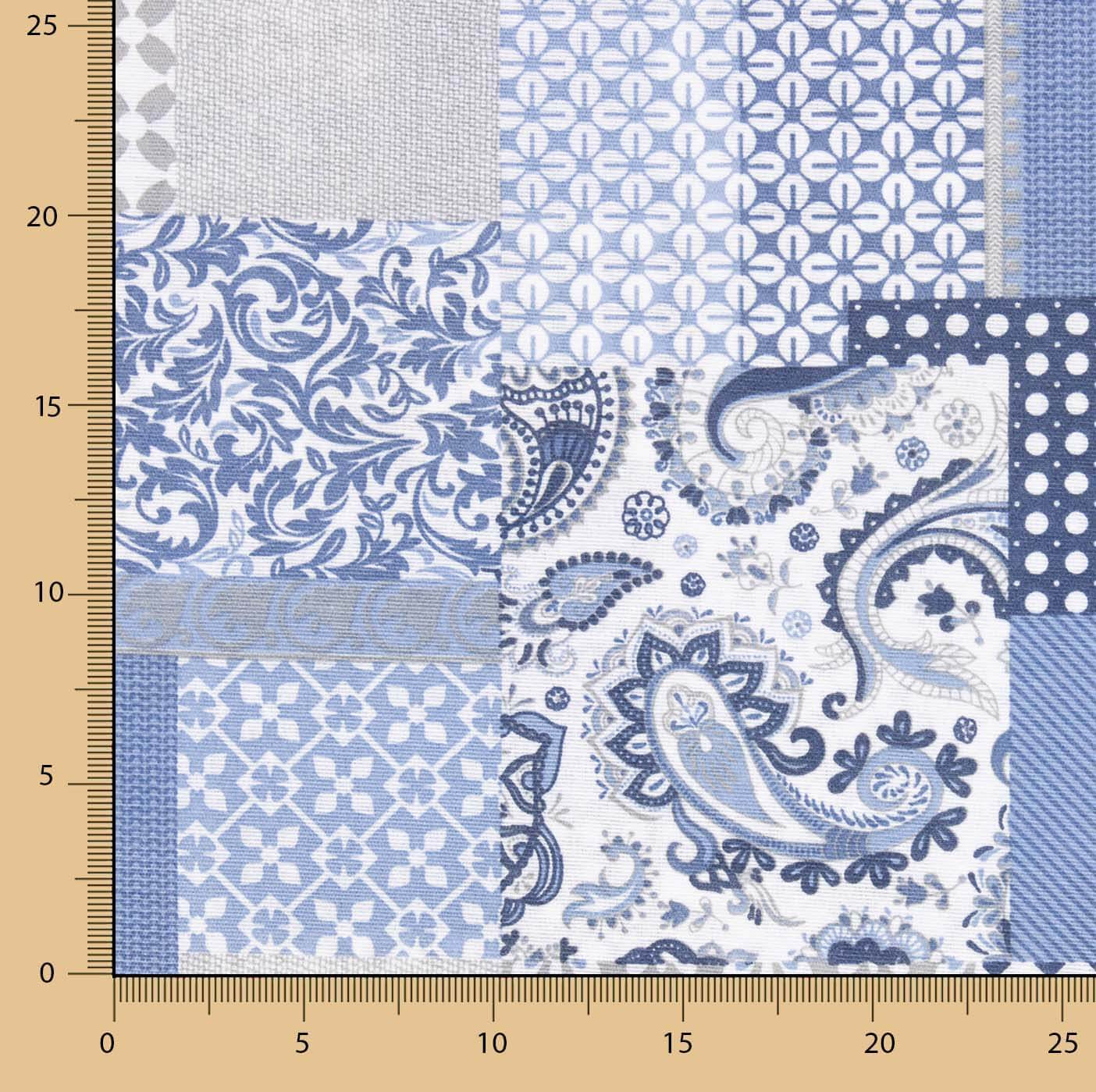 Blaues Patchwork bedrucktes Segeltuch - Ribes y Casals
