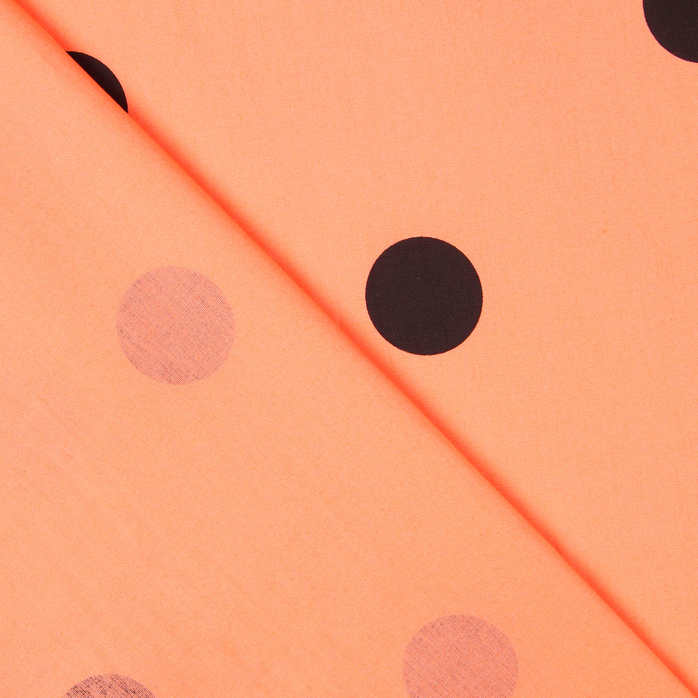 Schwarz gepunktete Spandex-Popeline 30mm Tangerine - Ribes y Casals