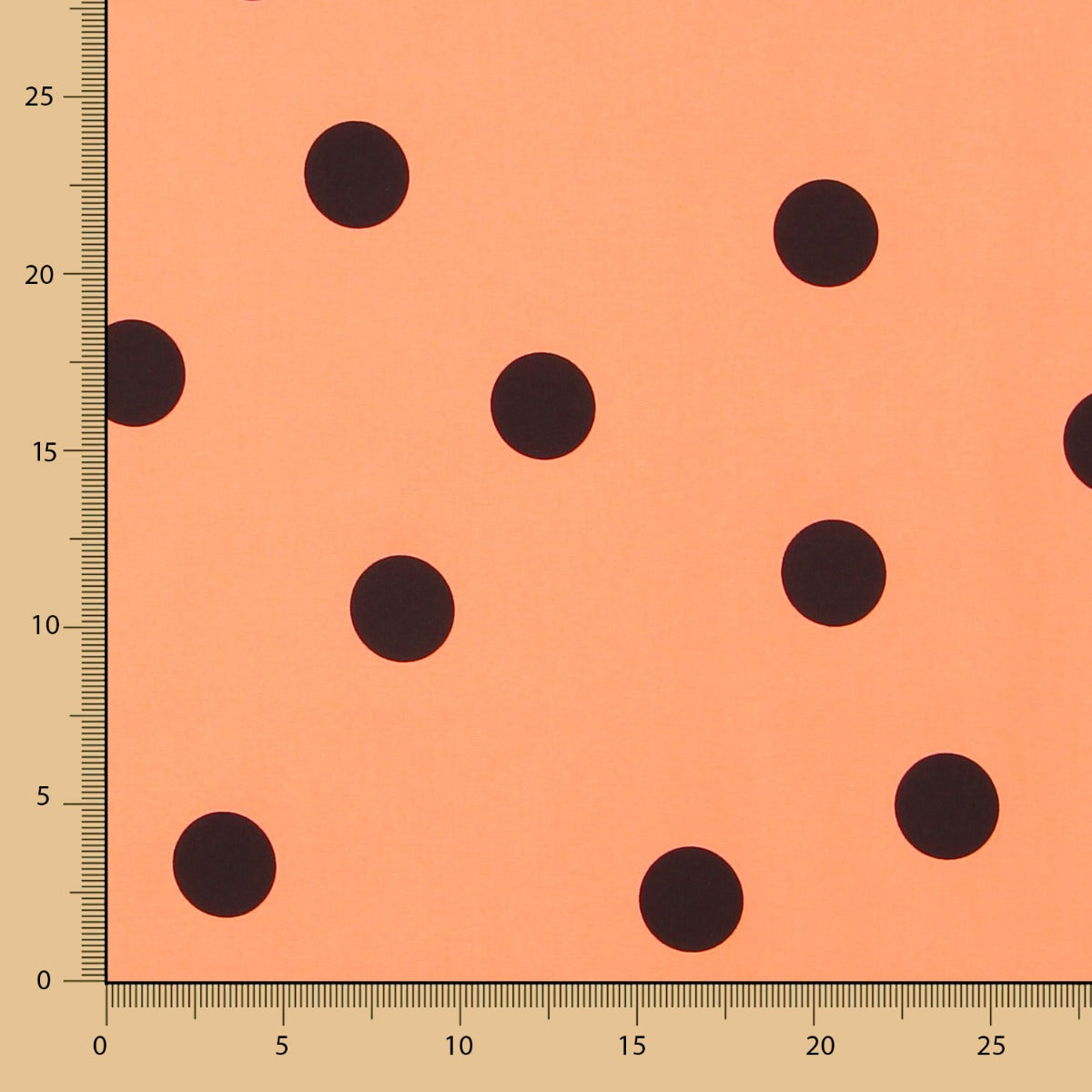 Schwarz gepunktete Spandex-Popeline 30mm Tangerine - Ribes y Casals