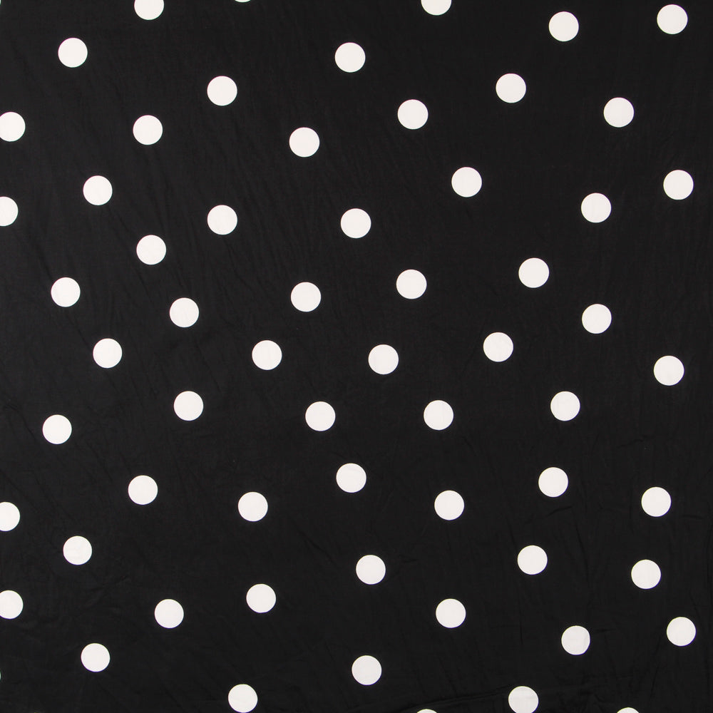 Polka Dot Spandex Popeline Weiß 30mm Schwarz - Ribes y Casals
