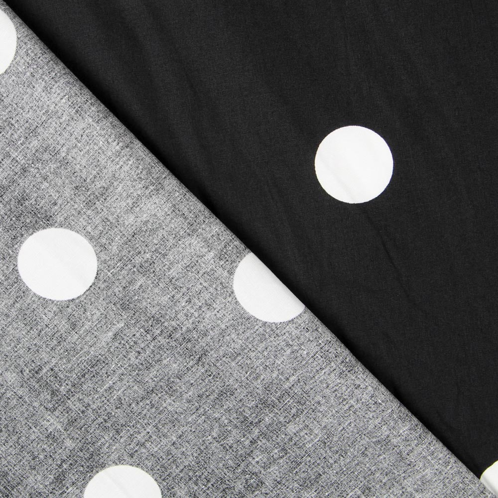 Polka Dot Spandex Popeline Weiß 30mm Schwarz - Ribes y Casals