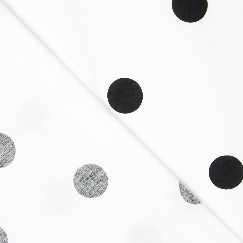 Spandex-Popeline Polka Dots Schwarz 30mm Weiß - Ribes y Casals