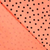 Popeline Spandex Popeline Schwarz Polka Dots 7mm Tangerine - Ribes y Casals