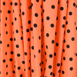 Popeline Spandex Popeline Schwarz Polka Dots 7mm Tangerine - Ribes y Casals