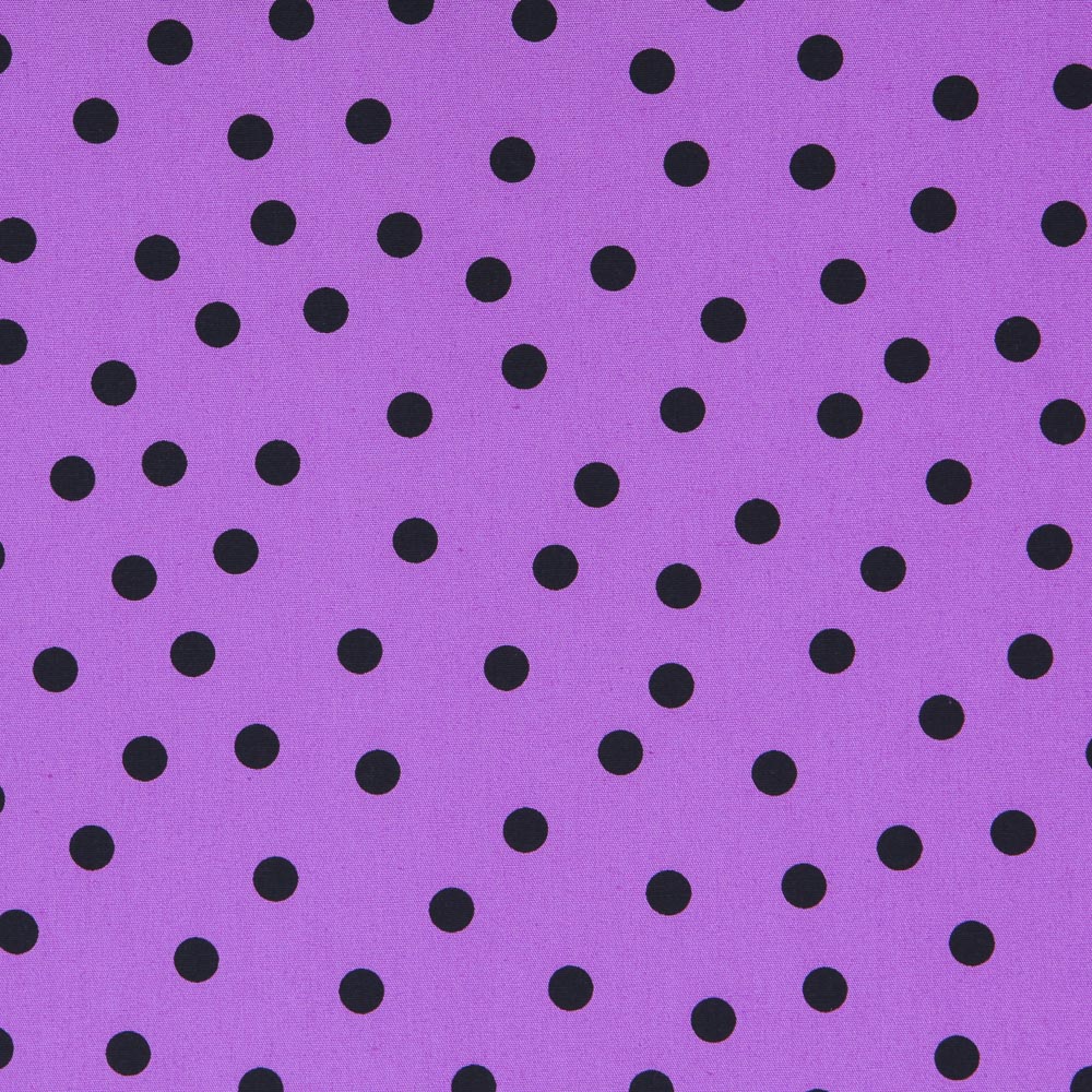Popeline Spandex Polka Dots Schwarz Popeline 7mm Mauve - Ribes y Casals