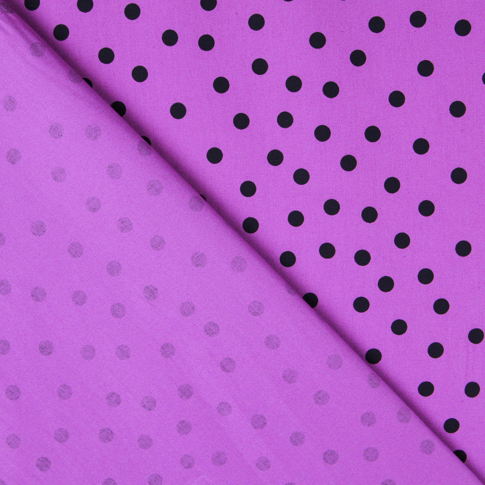 Popeline Spandex Polka Dots Schwarz Popeline 7mm Mauve - Ribes y Casals