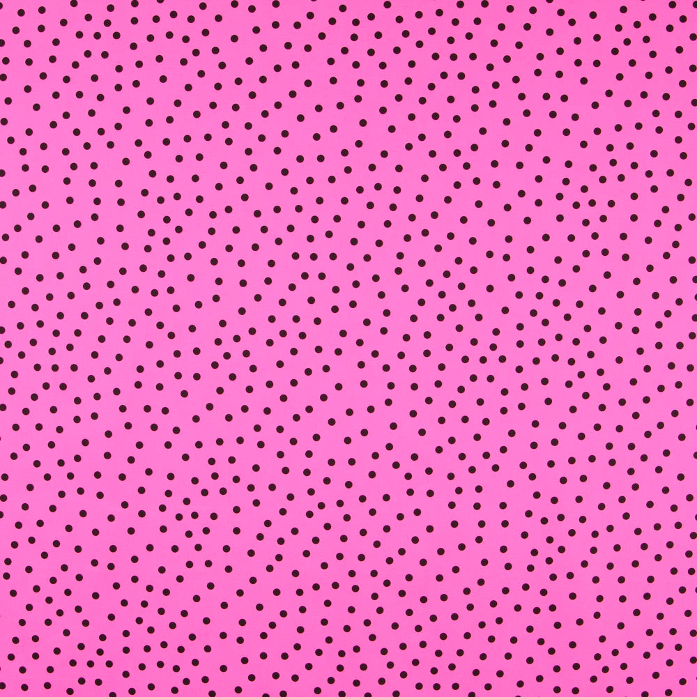 Spandex Popeline Schwarz Polka Dots 7mm Fuchsia - Ribes y Casals