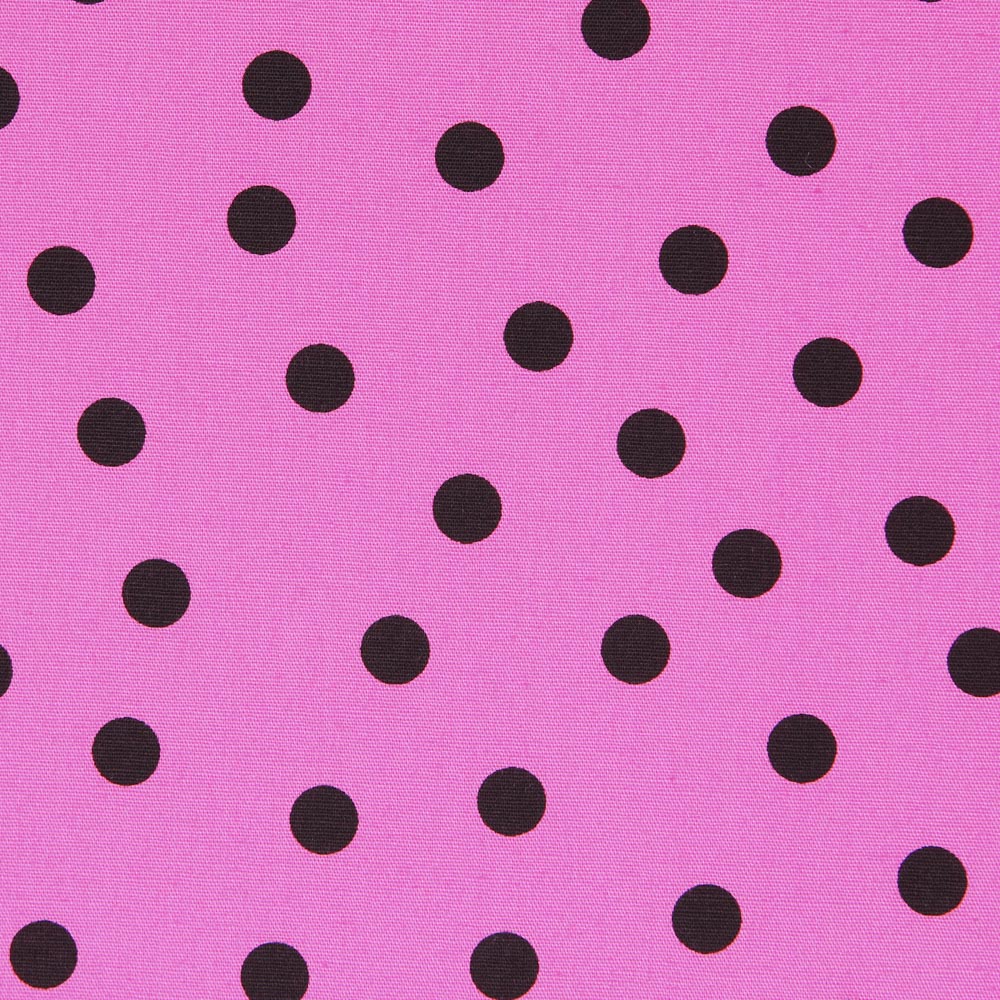 Spandex Popeline Schwarz Polka Dots 7mm Fuchsia - Ribes y Casals