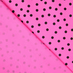 Spandex Popeline Schwarz Polka Dots 7mm Fuchsia - Ribes y Casals