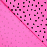 Spandex Popeline Schwarz Polka Dots 7mm Fuchsia - Ribes y Casals