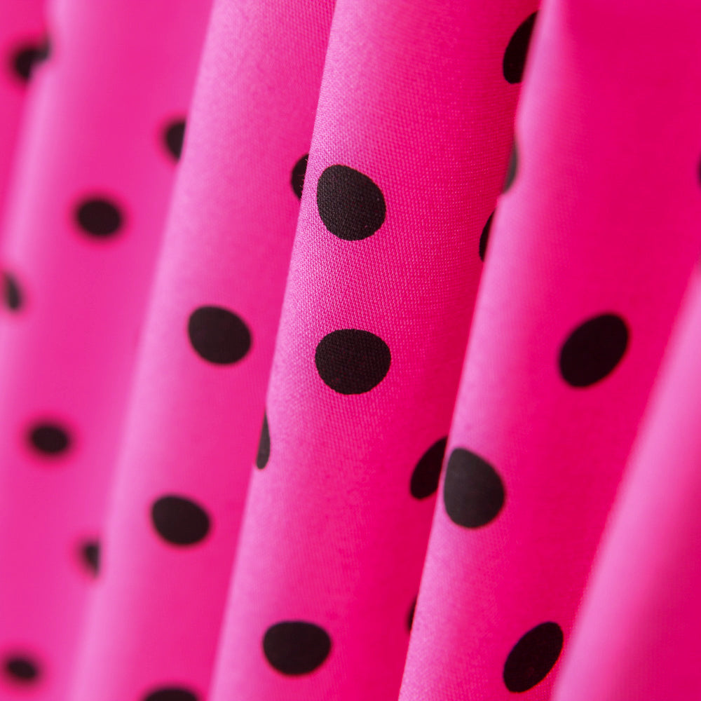 Spandex Popeline Schwarz Polka Dots 7mm Fuchsia - Ribes y Casals