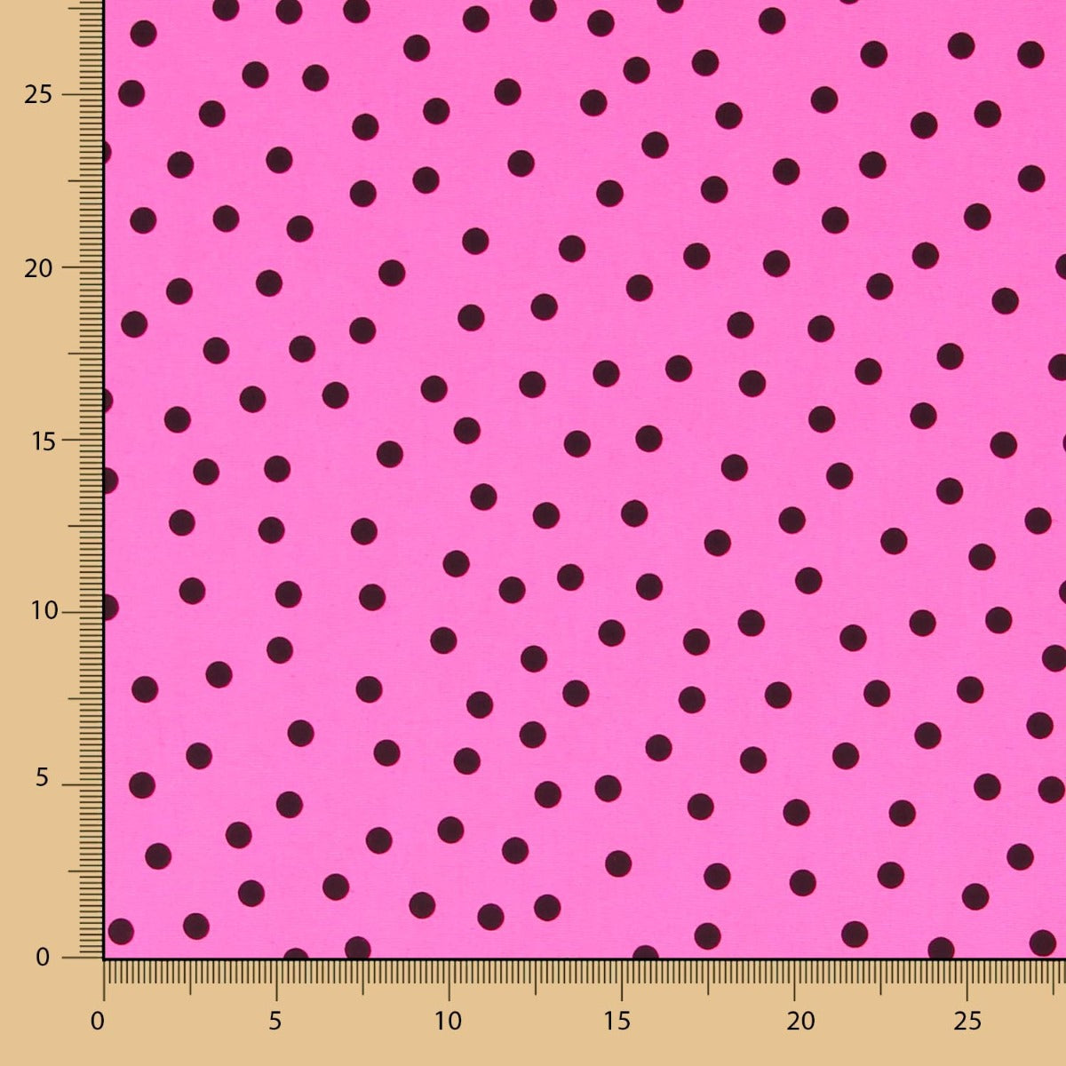 Spandex Popeline Schwarz Polka Dots 7mm Fuchsia - Ribes y Casals