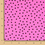 Spandex Popeline Schwarz Polka Dots 7mm Fuchsia - Ribes y Casals