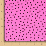Spandex Popeline Schwarz Polka Dots 7mm Fuchsia - Ribes y Casals