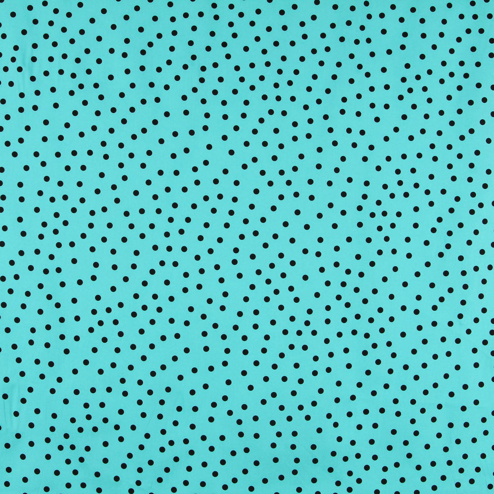 Spandex Polka Dot Popeline Schwarz 7mm Türkis - Ribes y Casals