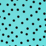 Spandex Polka Dot Popeline Schwarz 7mm Türkis - Ribes y Casals