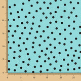 Spandex Polka Dot Popeline Schwarz 7mm Türkis - Ribes y Casals