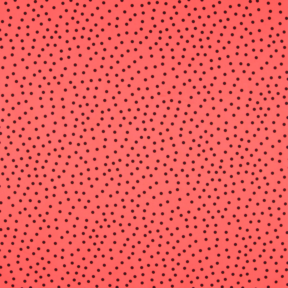 Schwarz Polka Dots Spandex Popeline Schwarz 7mm Coral - Ribes y Casals
