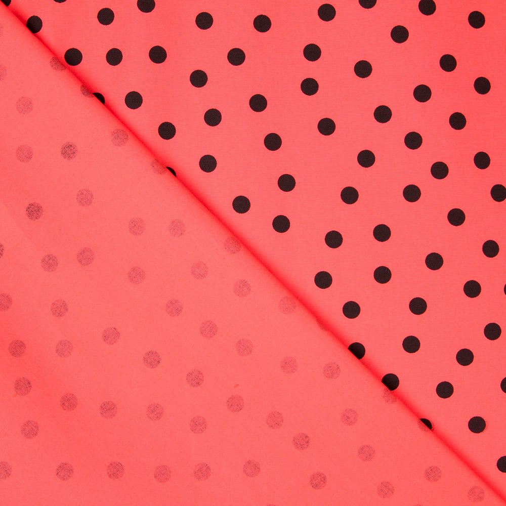 Schwarz Polka Dots Spandex Popeline Schwarz 7mm Coral - Ribes y Casals