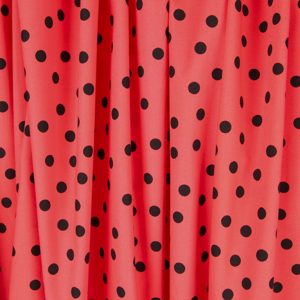 Schwarz Polka Dots Spandex Popeline Schwarz 7mm Coral - Ribes y Casals