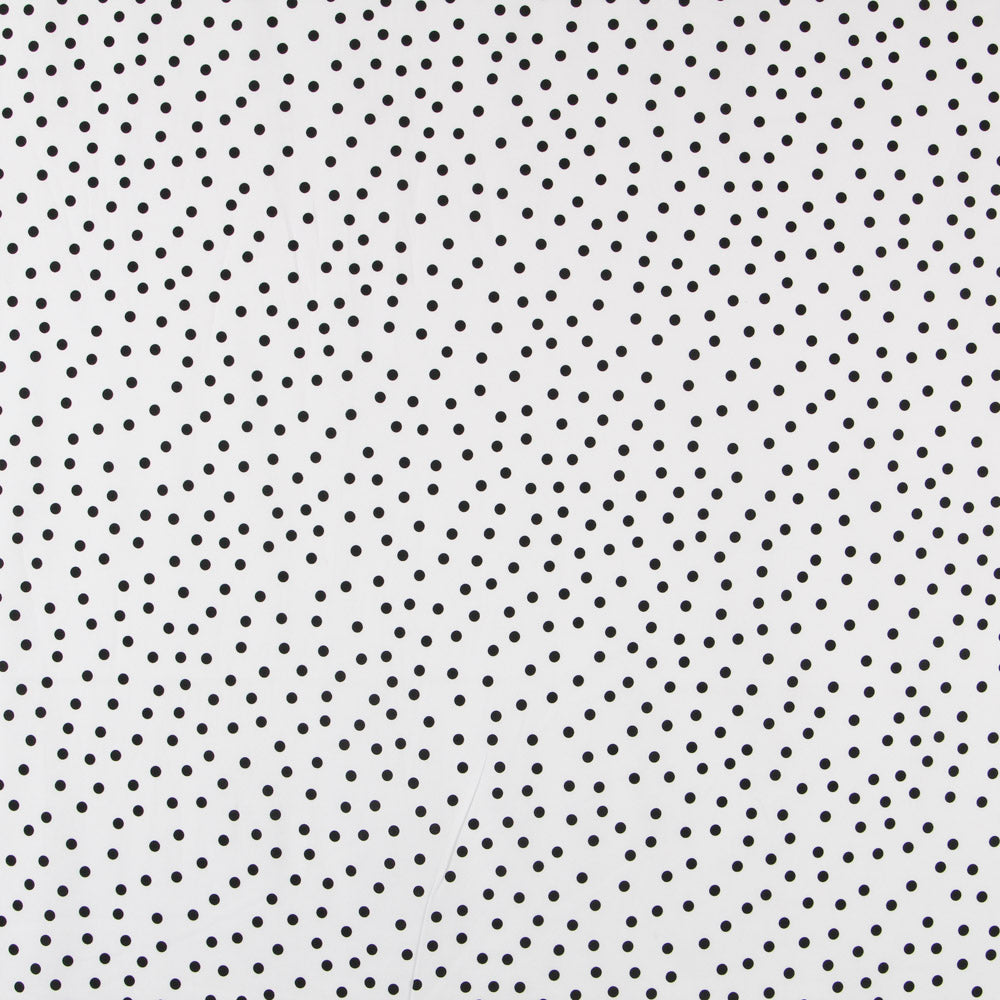 Schwarz gepunktete Spandex-Popeline 7mm Weiß - Ribes y Casals