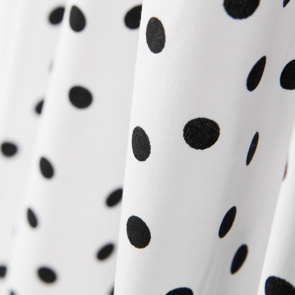 Schwarz gepunktete Spandex-Popeline 7mm Weiß - Ribes y Casals