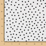 Schwarz gepunktete Spandex-Popeline 7mm Weiß - Ribes y Casals