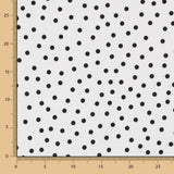 Schwarz gepunktete Spandex-Popeline 7mm Weiß - Ribes y Casals