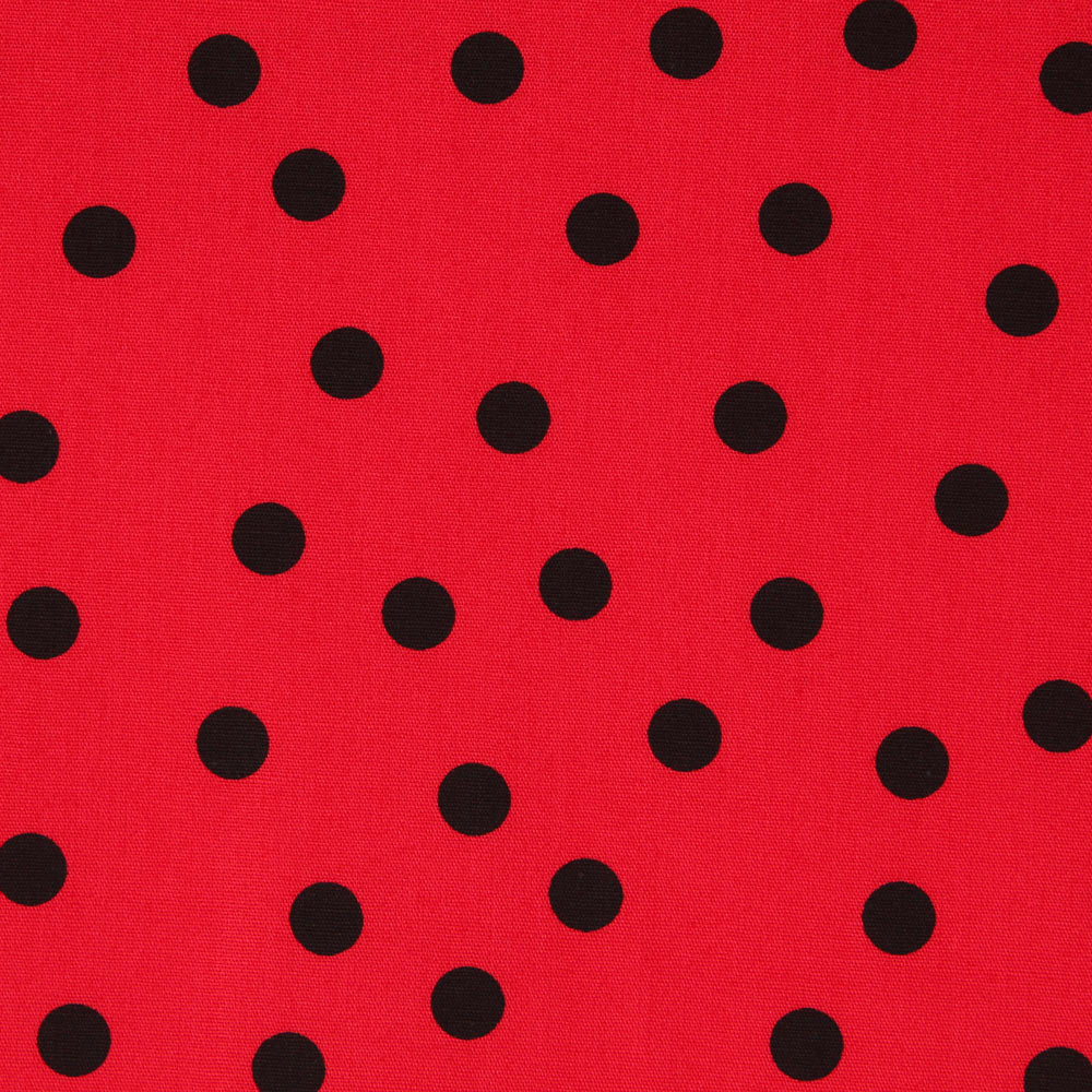 Schwarz Polka Dots Spandex Popeline Schwarz 7mm Rot - Ribes y Casals